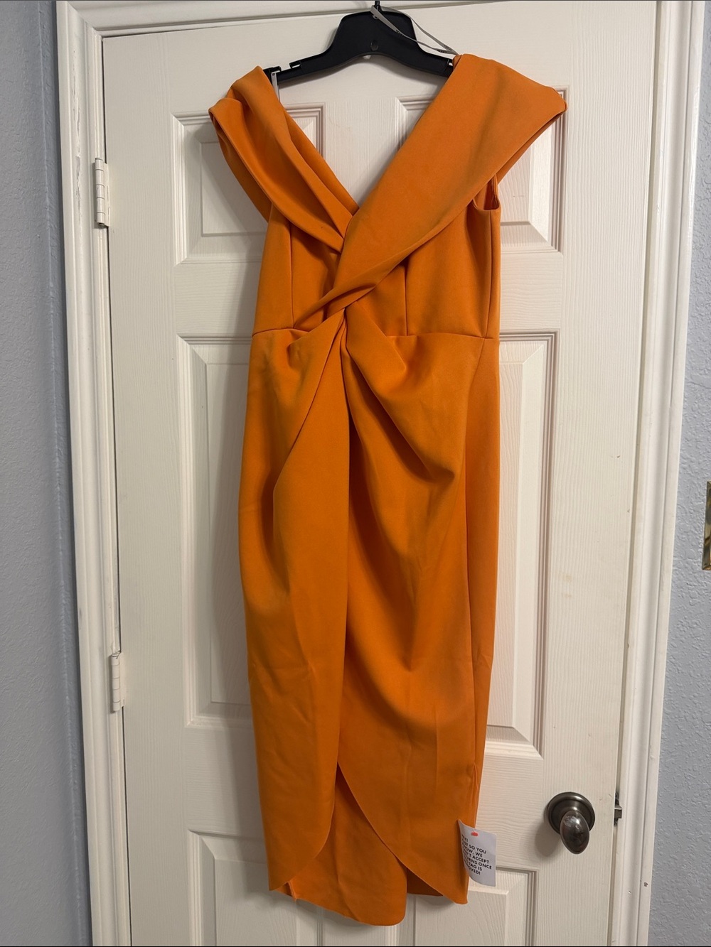 ASOS One-Shoulder Bright Orange Draped Midi Dress